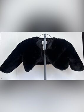 Tip Top Kids Girls Black Faux Fur Cropped Bolero Jacket Shrug Size 6
